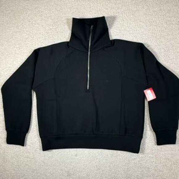 Spanx Womens AirEssentials Half Zip Very Black Size Large Lounge Comfy Soft NWT - Picture 2 of 11